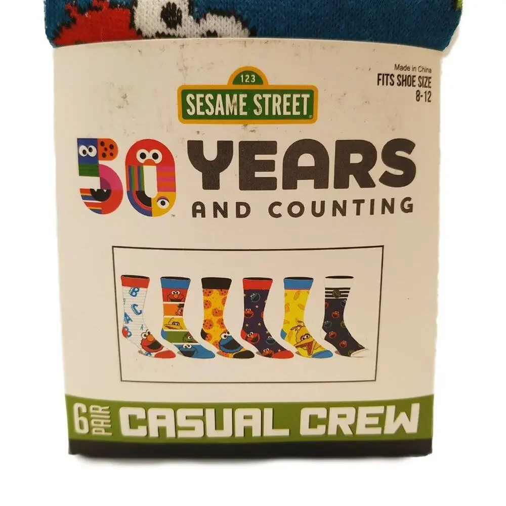 Sesame Street Casual Crew Socks-6 Pairs